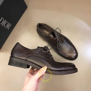 Giày replica da mềm Dior nam màu nâu trơn cao cấp - Ảnh 3
