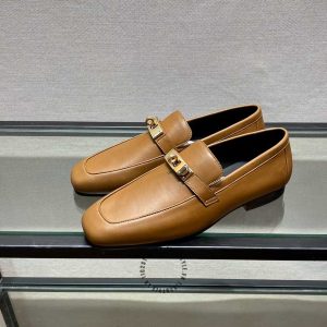 Giày Loafer Hermes nam màu nâu replica 1:1 chính hãng - Hình ảnh 2