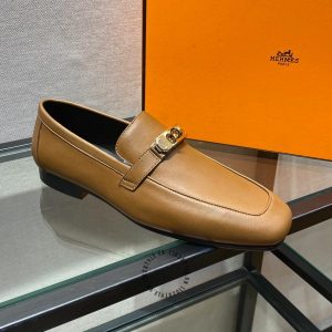 Giày Loafer Hermes nam màu nâu replica 1:1 chính hãng - Hình ảnh 5