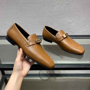 Giày Loafer Hermes nam màu nâu replica 1:1 chính hãng - Hình ảnh 4