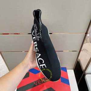 Giày replica Versace Sneaker Flyknit màu đen họa tiết trắng - Ảnh 5