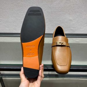 Giày Loafer Hermes nam màu nâu replica 1:1 chính hãng - Hình ảnh 9