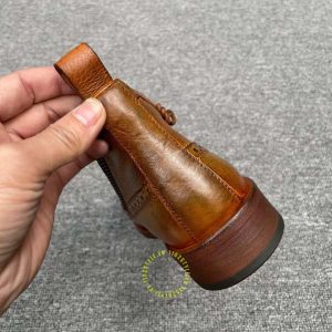 Giày Boot super fake Dior nam màu nâu da bò phối họa tiết - Ảnh 7