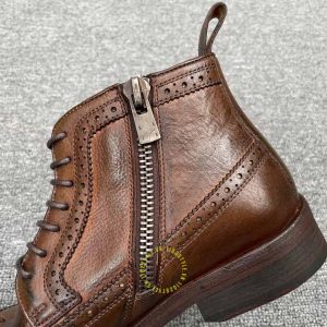 Giày Boot super fake Dior màu nâu phối họa tiết cao cấp - Ảnh 7