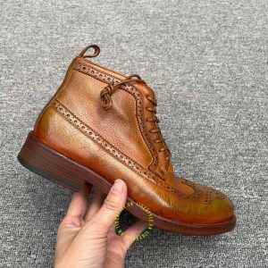 Giày Boot super fake Dior nam màu nâu da bò phối họa tiết - Ảnh 5