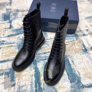 Giày Boot super fake Dior nam màu đen họa tiết Monogram - Ảnh 2