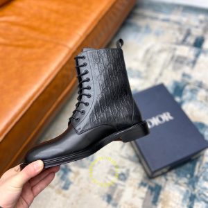 Giày Boot super fake Dior nam màu đen họa tiết Monogram - Ảnh 7