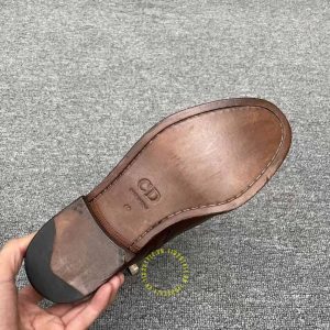 Giày Boot super fake Dior màu nâu phối họa tiết cao cấp - Ảnh 9