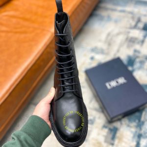 Giày Boot super fake Dior nam màu đen họa tiết Monogram - Ảnh 6