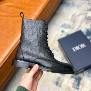 Giày Boot super fake Dior nam màu đen họa tiết Monogram - Ảnh 8
