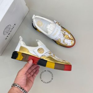 Giày slipon Versace nam màu trắng phối họa tiết replica cao cấp - Ảnh 3