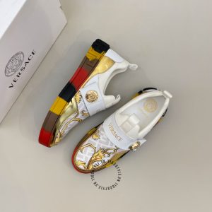 Giày slipon Versace nam màu trắng phối họa tiết replica cao cấp - Ảnh 2