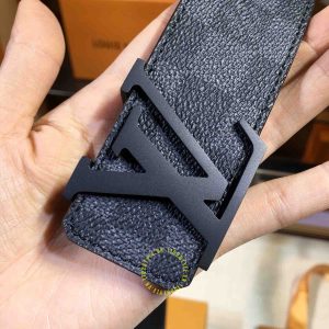 Thắt lưng da cao cấp Louis Vuitton mặt khóa bấm màu đen nhám - Ảnh 4