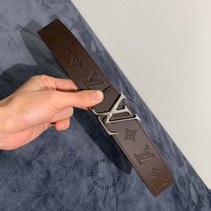 Thắt lưng da cao cấp Louis Vuitton mặt khóa màu ghi replica - Ảnh 4