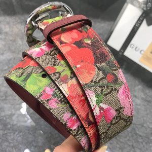 Thắt lưng da Gucci mặt khóa bạc dây phối màu họa tiết cao cấp - Ảnh 6