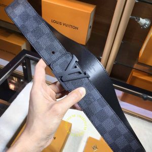 Thắt lưng da cao cấp Louis Vuitton mặt khóa bấm màu đen nhám - Ảnh 2