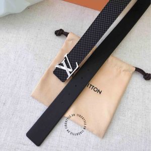 Thắt lưng da cao cấp Louis Vuitton mặt bạc dây họa tiết caro nhỏ - Ảnh 6