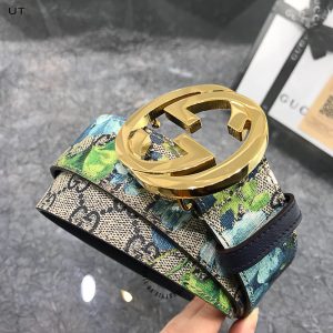 Thắt lưng Gucci nam mặt khóa vàng dây họa tiết cao cấp - Hình ảnh 2