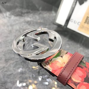 Thắt lưng da Gucci mặt khóa bạc dây phối màu họa tiết cao cấp - Ảnh 5