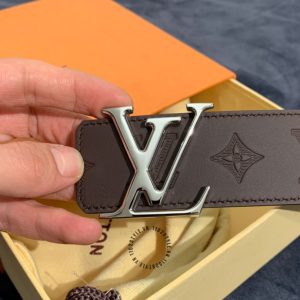 Thắt lưng da cao cấp Louis Vuitton mặt khóa màu ghi replica - Ảnh 7
