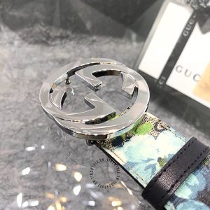 Thắt lưng Gucci nam mặt khóa bạc dây da họa tiết cao cấp - Hình ảnh 4