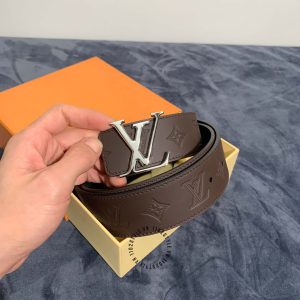 Thắt lưng da cao cấp Louis Vuitton mặt khóa màu ghi replica - Ảnh 2