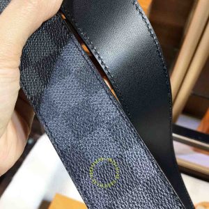 Thắt lưng da cao cấp Louis Vuitton mặt khóa bấm màu đen nhám - Ảnh 6