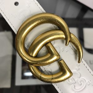 Thắt lưng da cao cấp Gucci mặt khóa vàng dây màu trắng rep 1:1 - Ảnh 6