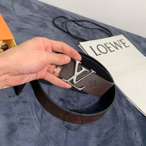 Thắt lưng da cao cấp Louis Vuitton mặt khóa màu ghi replica - Ảnh 3