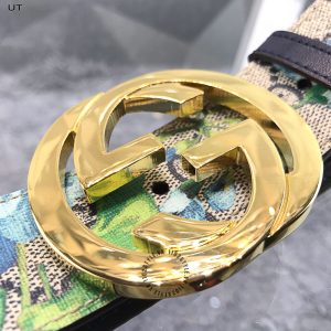 Thắt lưng Gucci nam mặt khóa vàng dây họa tiết cao cấp - Hình ảnh 5