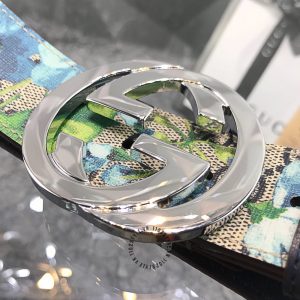 Thắt lưng Gucci nam mặt khóa bạc dây da họa tiết cao cấp - Hình ảnh 5