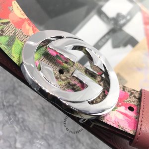 Thắt lưng da Gucci mặt khóa bạc dây phối màu họa tiết cao cấp - Ảnh 4