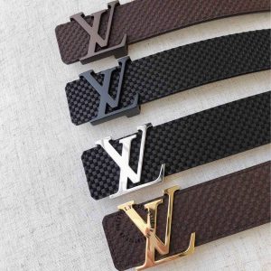 Thắt lưng da cao cấp Louis Vuitton mặt bạc dây họa tiết caro nhỏ - Ảnh 7
