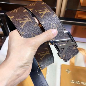 Thắt lưng da xịn Louis Vuitton mặt khóa bấm màu đen chì giá tốt - Ảnh 4