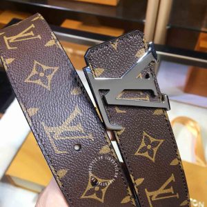 Thắt lưng da xịn Louis Vuitton mặt khóa bấm màu đen chì giá tốt - Ảnh 2