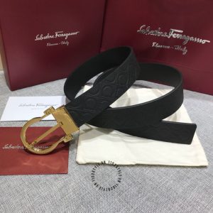Thắt lưng nam Salvatore Ferragamo da thật mặt xỏ kim hàng hiệu - Ảnh 2