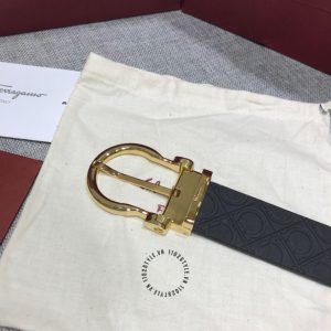 Thắt lưng nam Salvatore Ferragamo da thật mặt xỏ kim hàng hiệu - Ảnh 3