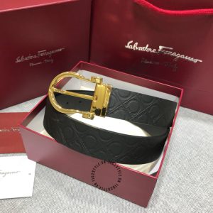 Thắt lưng nam Salvatore Ferragamo da thật mặt xỏ kim hàng hiệu - Ảnh 4