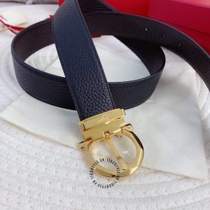 Thắt lưng Salvatore Ferragamo nam da xịn mặt khoá màu vàng - Hình ảnh 4