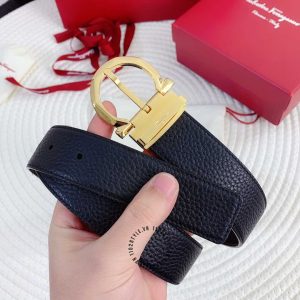 Thắt lưng Salvatore Ferragamo nam da xịn mặt khoá màu vàng - Hình ảnh 2