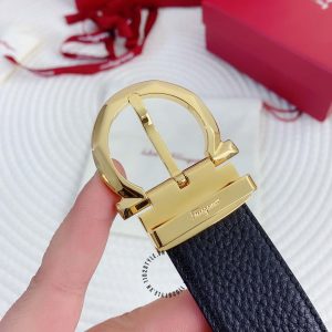 Thắt lưng Salvatore Ferragamo nam da xịn mặt khoá màu vàng - Hình ảnh 6