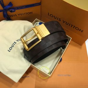 Thắt lưng nam da xịn Louis Vuitton khóa xỏ kim màu vàng nổi bật - Ảnh 2