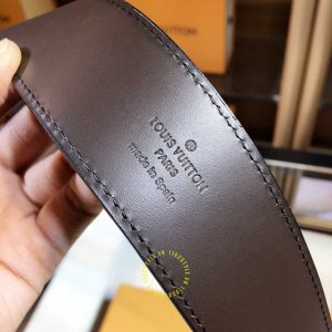 Thắt lưng da xịn Louis Vuitton khóa bấm màu nâu dây họa tiết caro - Ảnh 7
