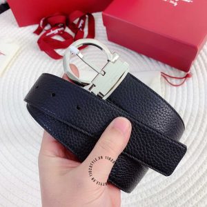 Thắt lưng Salvatore Ferragamo da sần mặt khoá xỏ kim cao cấp - Ảnh 4