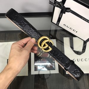 Thắt lưng Gucci mặt khóa vàng dây họa tiết Monogram cao cấp - Ảnh 3
