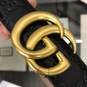 Thắt lưng Gucci mặt khóa vàng dây họa tiết Monogram cao cấp - Ảnh 5
