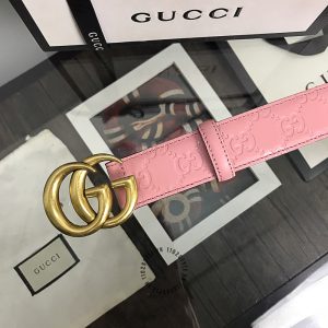 Thắt lưng Gucci nữ mặt khóa vàng dây da hồng họa tiết nổi bật - Ảnh 5
