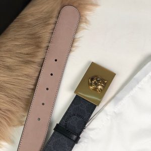 Thắt lưng Gucci nam mặt khóa vàng dây đen họa tiết Monogram - Ảnh 8