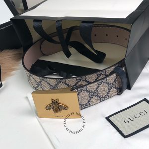 Thắt lưng Gucci nam mặt vàng dây họa tiết Monogram - Ảnh 4
