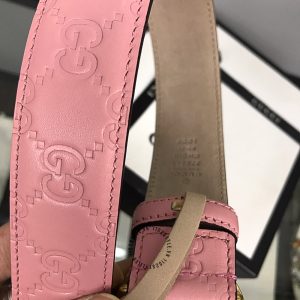 Thắt lưng Gucci nữ mặt khóa vàng dây da hồng họa tiết nổi bật - Ảnh 6